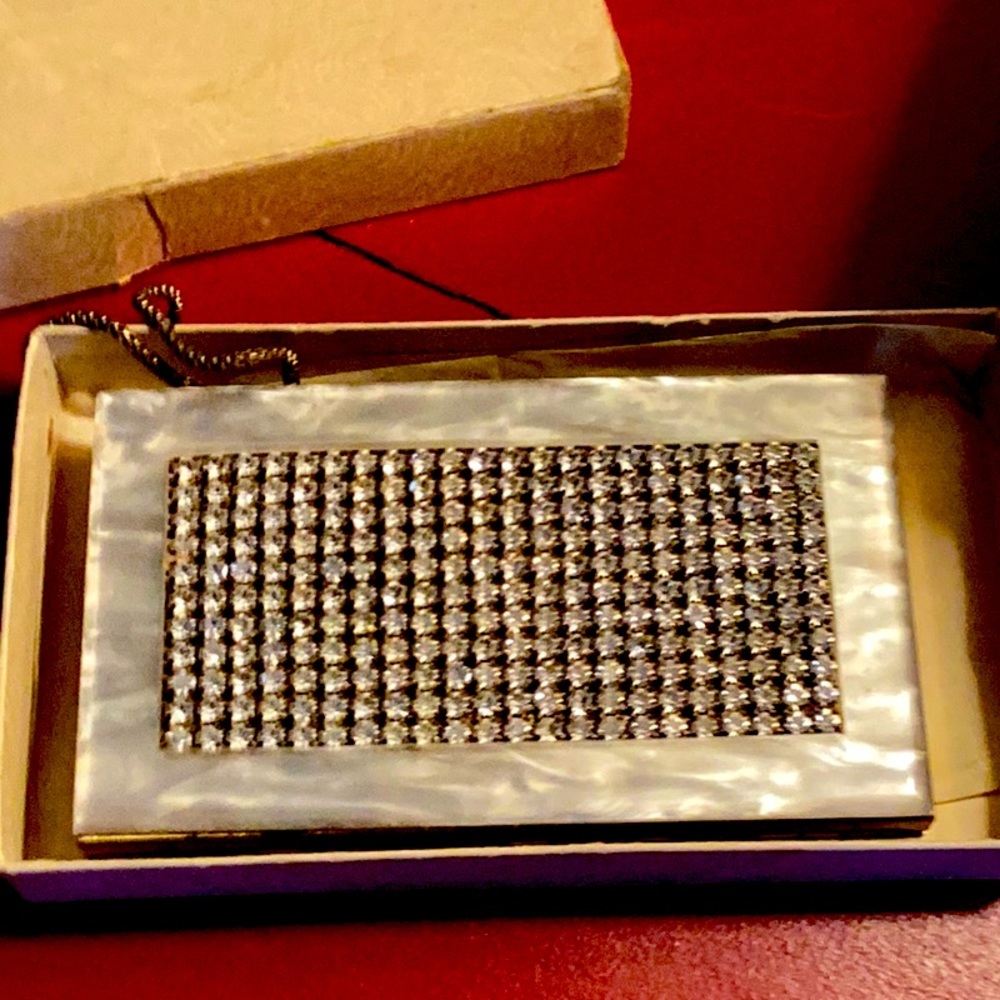 Mother of pearl and rhinestone evening purse